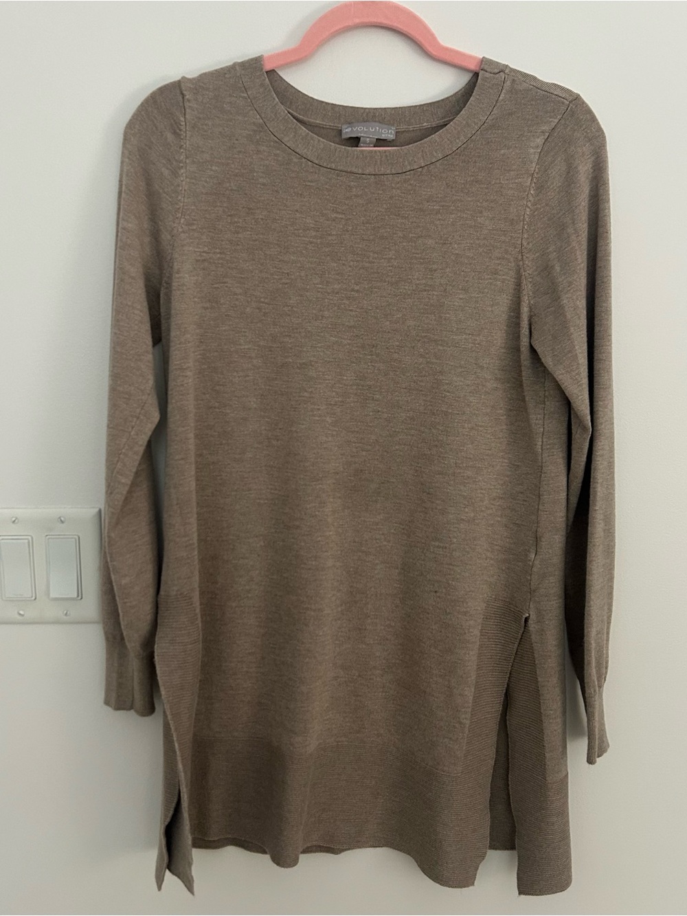 EVOLUTION by Cyrus Tunic Sweater Light Brown Long Sleeve Women’s S